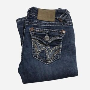 Womens Y2K Western Grunge LA Idol USA Low-rise Baby Bootcut Thick Stitch Jeans